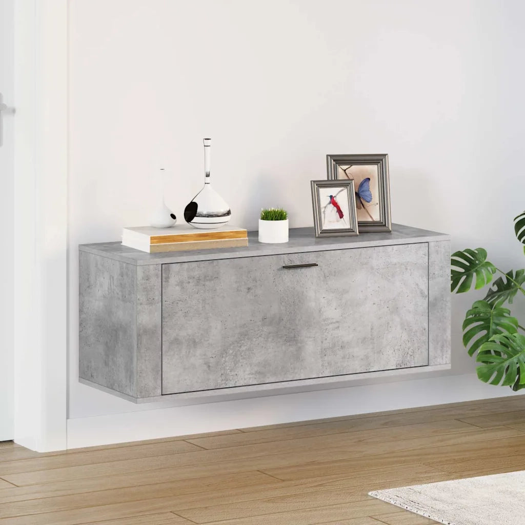 Scarpiera a Muro Grigio Cemento100x35x38cm in Legno Multistrato 821024