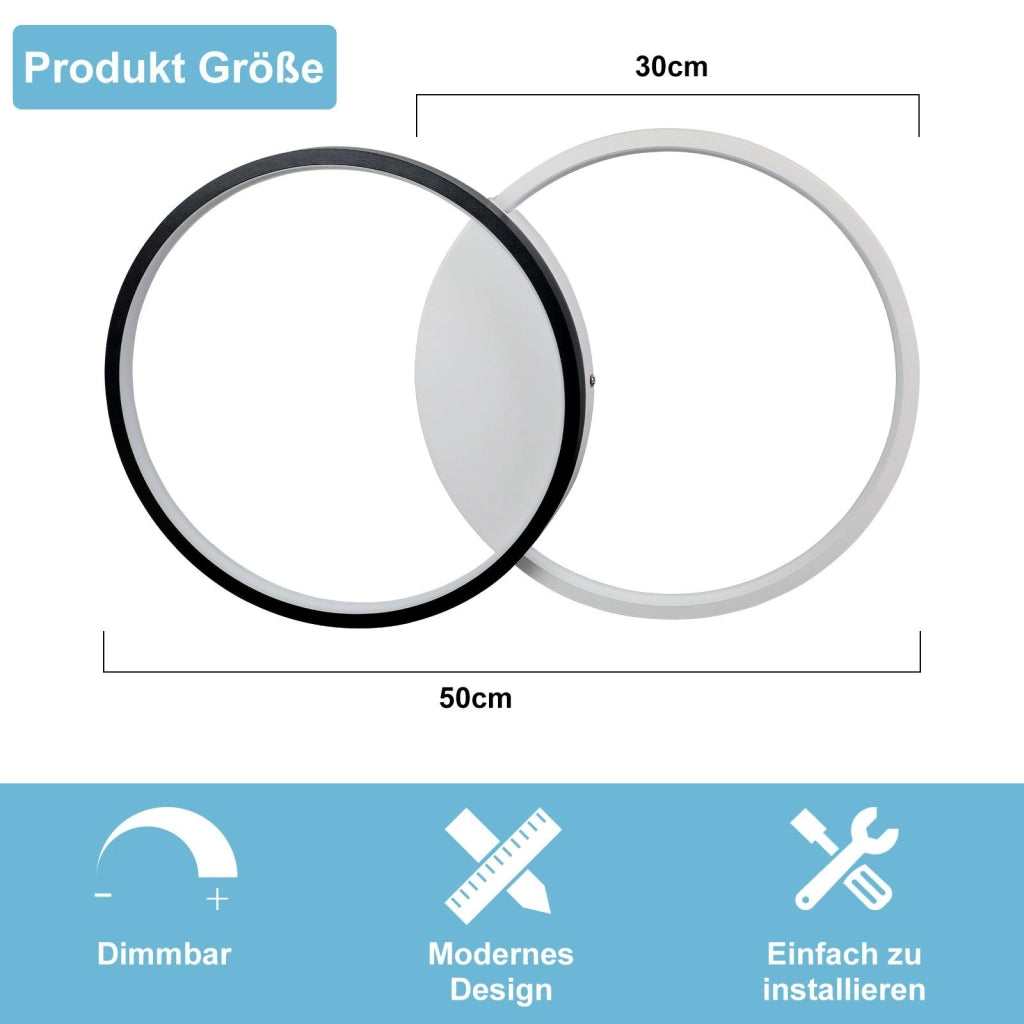 ZMH Lampada da soffitto plafoniera LED moderna bianco nero per camera letto