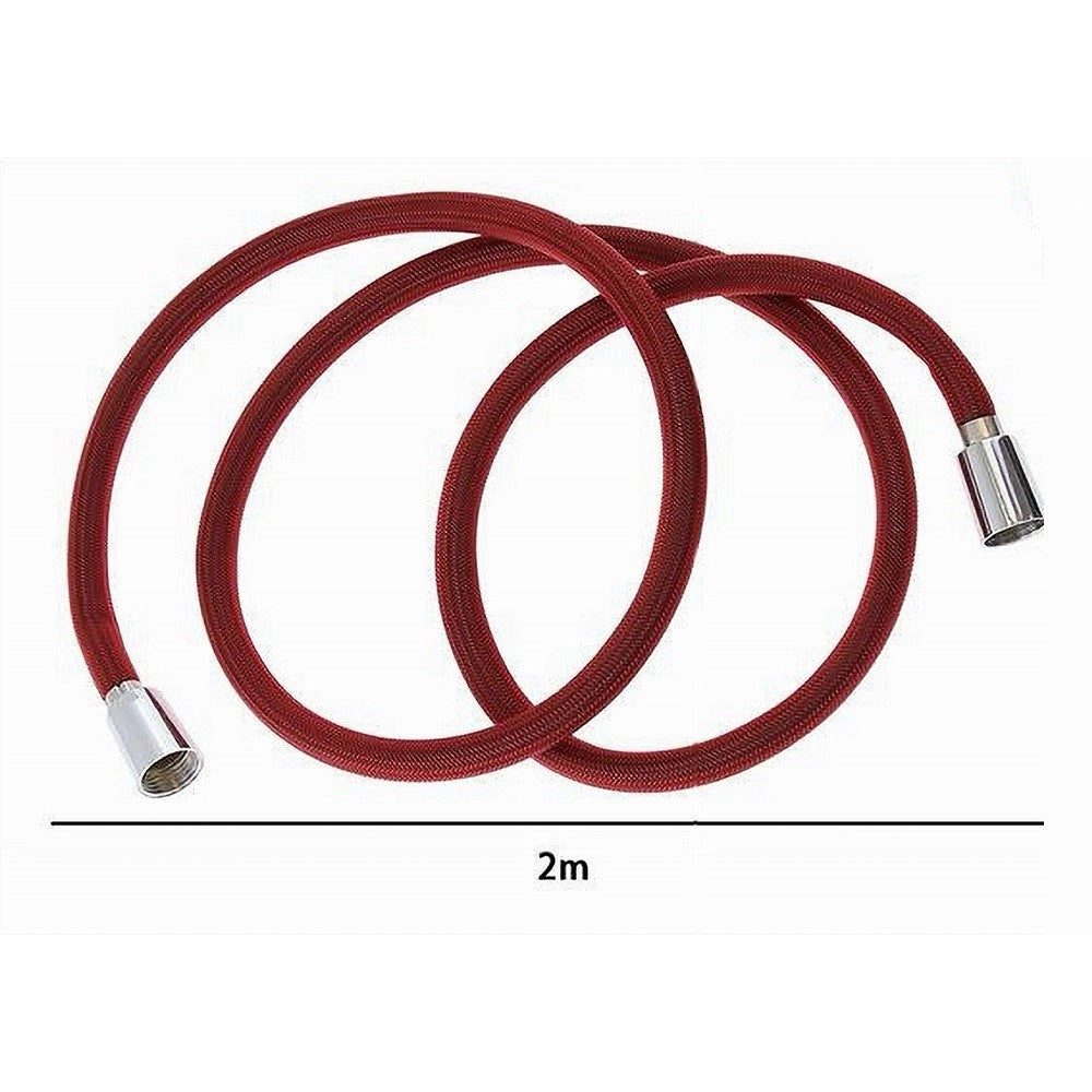 Trade Shop - Tubo Doccia Flessibile 2 Metri Rosso 200 Cm Laccio Bagno Per Doccetta Box 87283 -