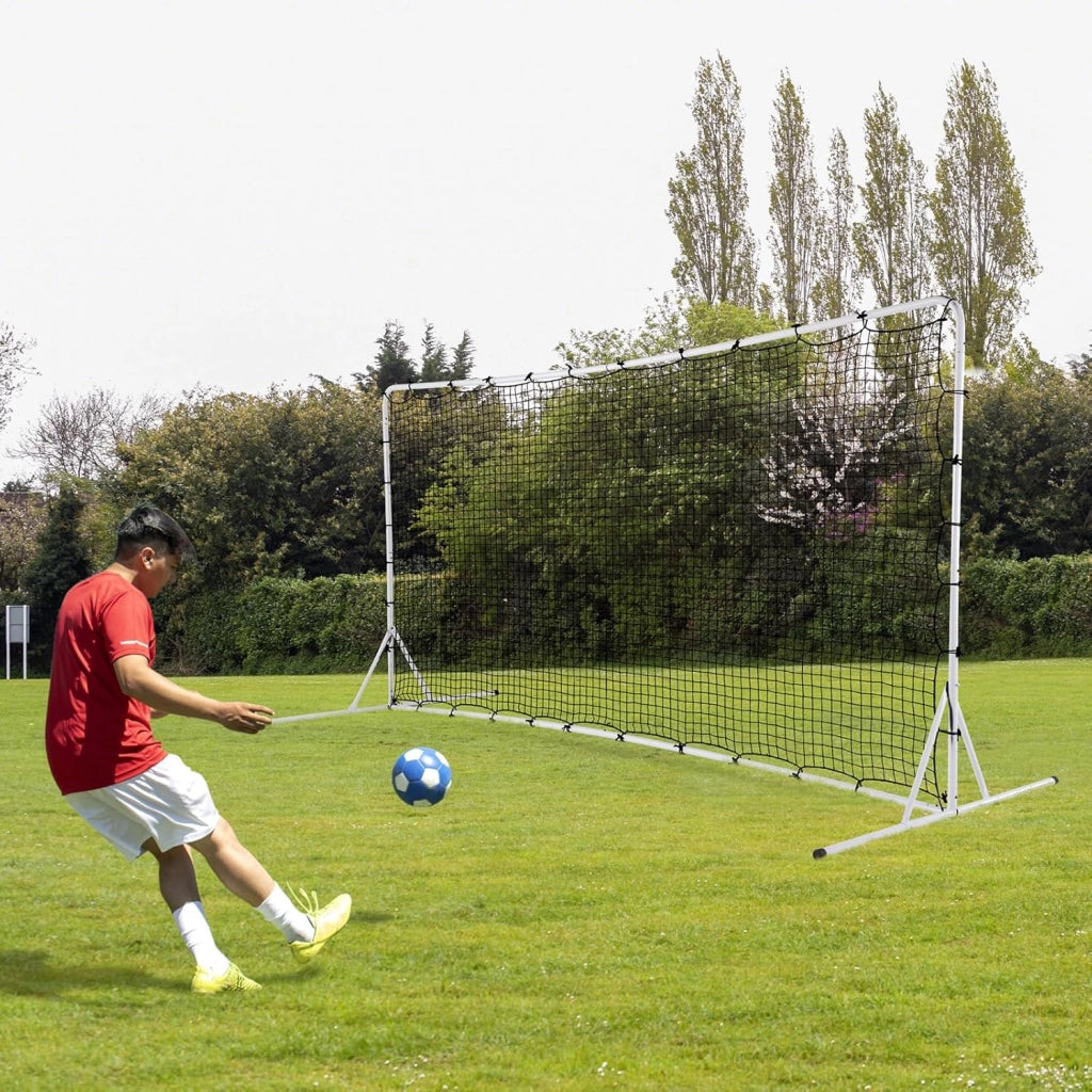 Porta da Calcio Rimbalzanti 372,5 x 182,5 CM, Set di Attrezzature da Calcio con Rete Resistente alle Intemperie, Borsa e 6 Picchetti per Terreno, Cortile e Parco