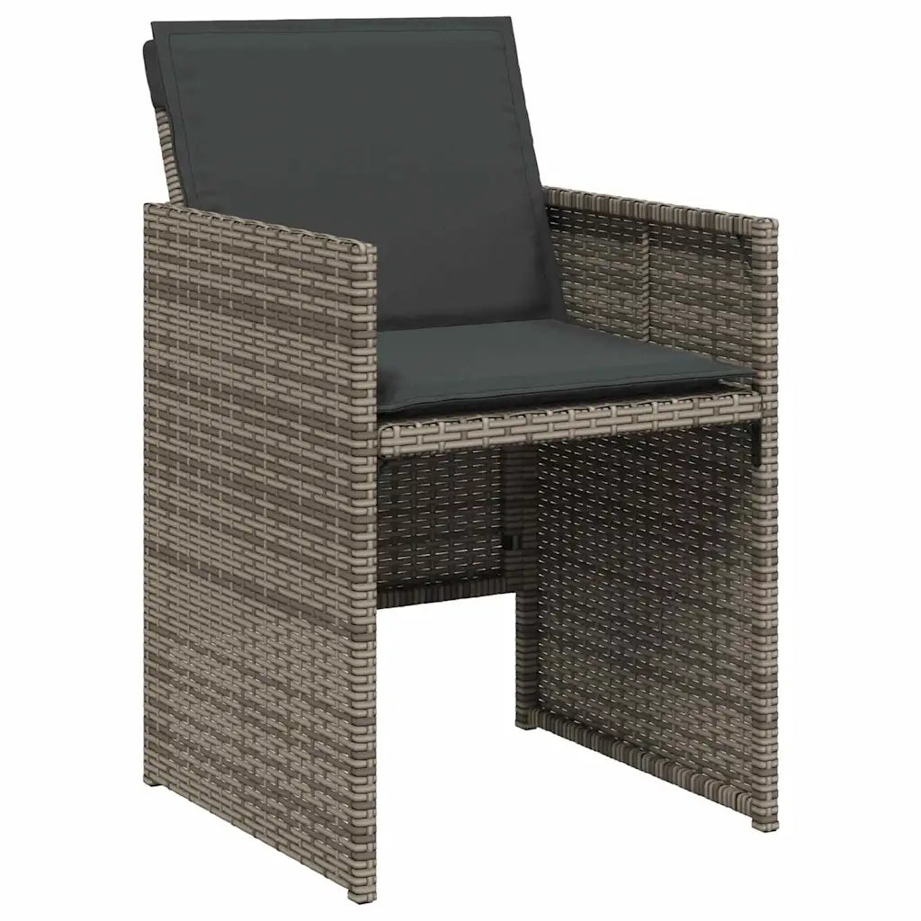 Set da Pranzo per Giardino con cuscino 5 pcs Grigio polyrattan