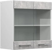 Mobile da cucina in vetro R-Line, Calcestruzzo, 60 cm, per la libera combinazione all'interno di sistemi cucina modulari