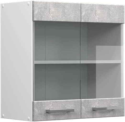 Mobile da cucina in vetro R-Line, Calcestruzzo, 60 cm, per la libera combinazione all'interno di sistemi cucina modulari