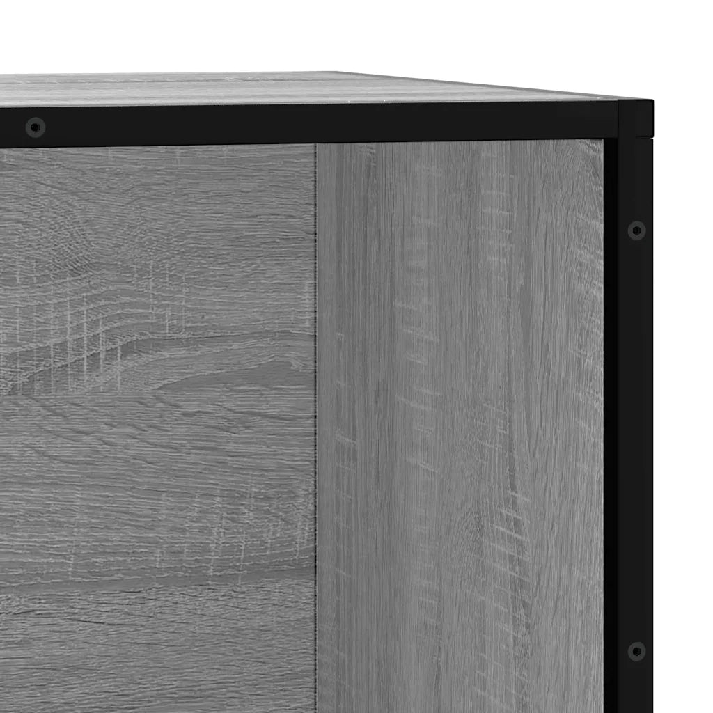 Panca Portaoggetti Grigio Sonoma Legno Multistrato e Metallo