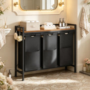 PORTABIANCHERIA con 3 cestelli estraibili 96x30x71 cm Nero/Marrone