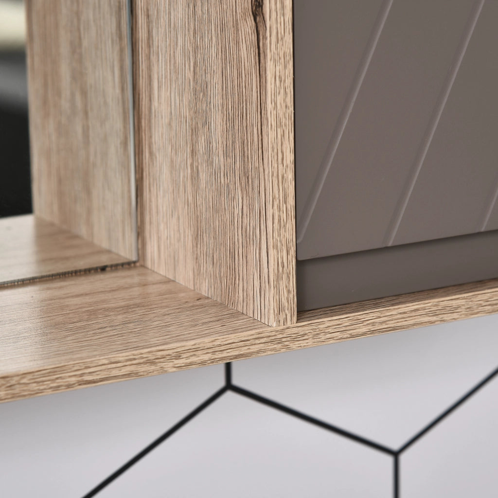 Specchio con mobiletto bagno sospeso ¨C zephmum ¨C 57x14,2x49,2 cm rovere grigio