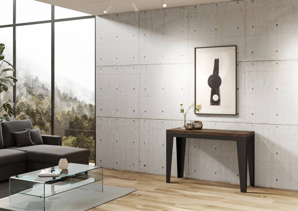 Tavolo Salvaspazio Allungabile 120/200x45/90x80/78 cm Flame Double Noce