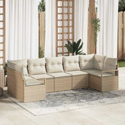 Set di divani con cuscino 7 pcs Beige polyrattan