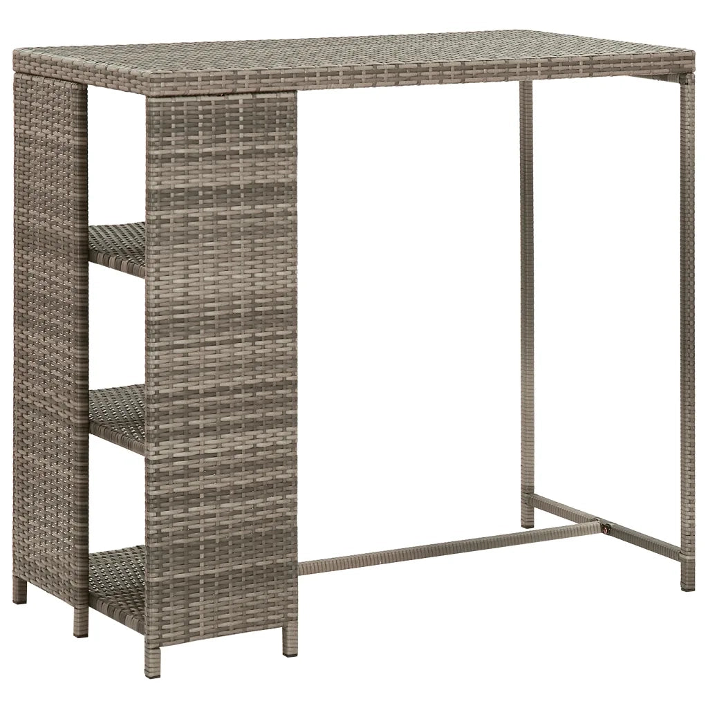Set Bar da Giardino 5 pz con Cuscini in Polyrattan Grigio
