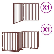 Cancelletto di sicurezza per cani con porta pieghevole 6 pannelli legno di pioppo marrone 02_0023026