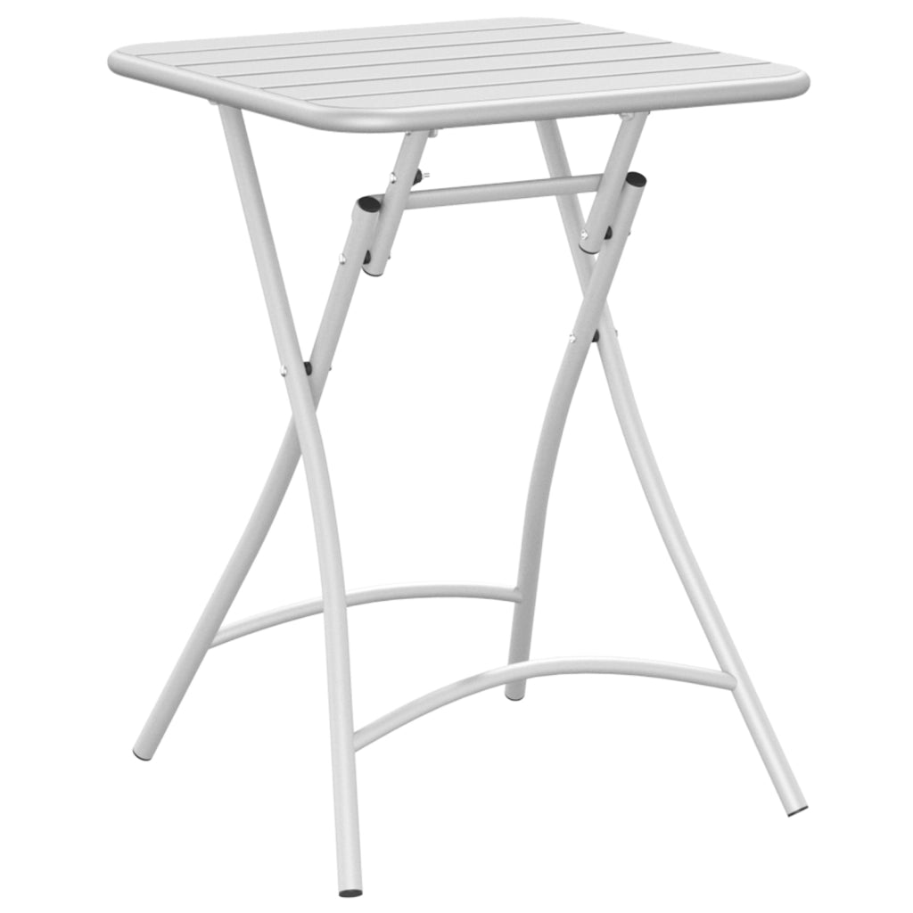 Tavolo da Giardino Pieghevole  Bianco 55x55x73 cm in Acciaio