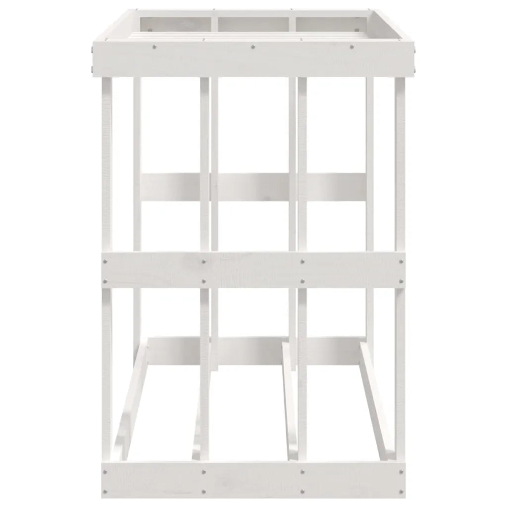 Portaceppi da Esterno Bianco 108x52x74 cm Legno Massello Pino