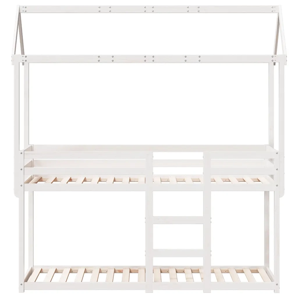 Letto a Castello con Tetto Bianco 90x200 cm in Legno di Pino 3282117