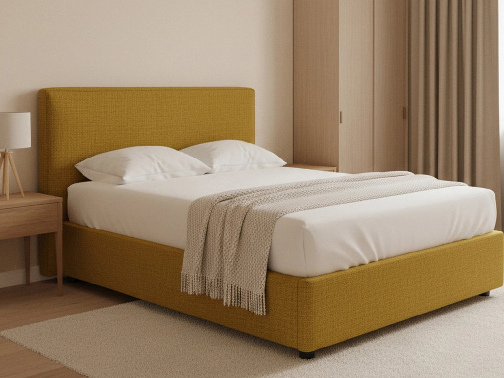 Gosport, Letto Piazza e Mezza Sfoderabile Made in Italy, Giallo Ocra