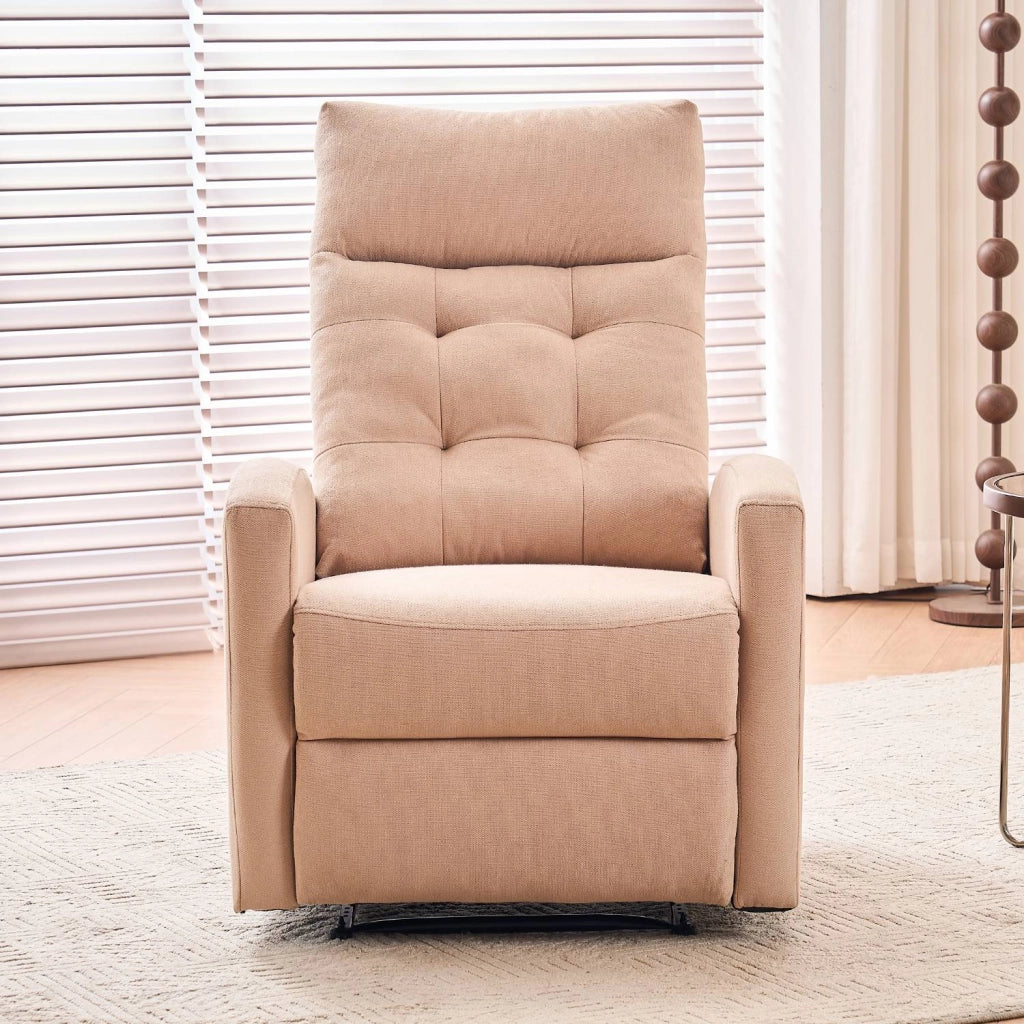 Marvin Poltrona Relax Reclinabile Manuale con Poggiapiedi Solena, Schienale Regolabile Seduta Ergonomica in Tessut Beige