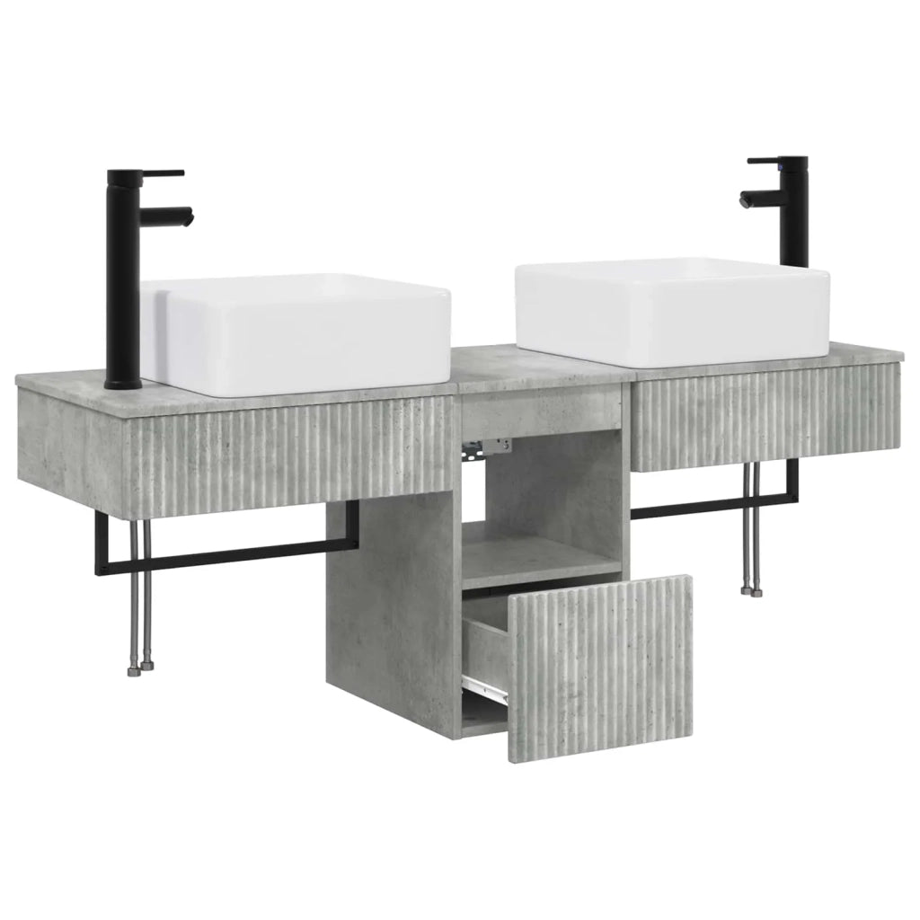 Set di mobili per il bagno 3 pz Grigio Cemento 3405600
