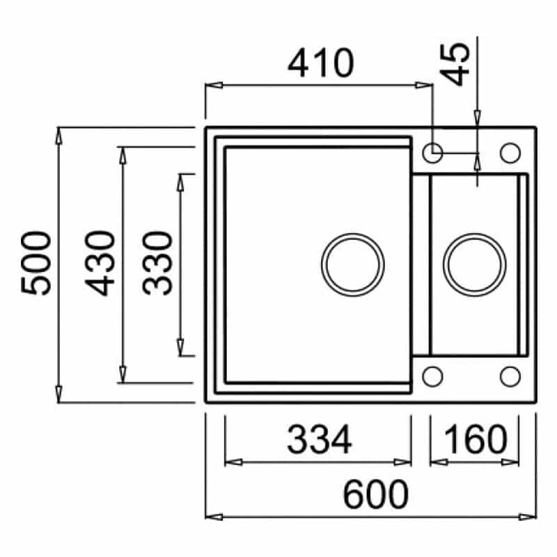 Lavello Elleci Incasso 2 vasche 60x50 Easy 150 Metaltek Grigio Titanium LMY15073