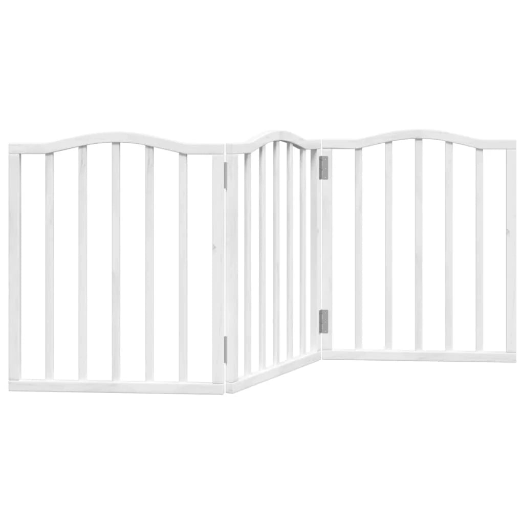Cancelletto di sicurezza pieghevole a 3 pannelli per cani 150 cm legno di pioppo bianco 02_0023075