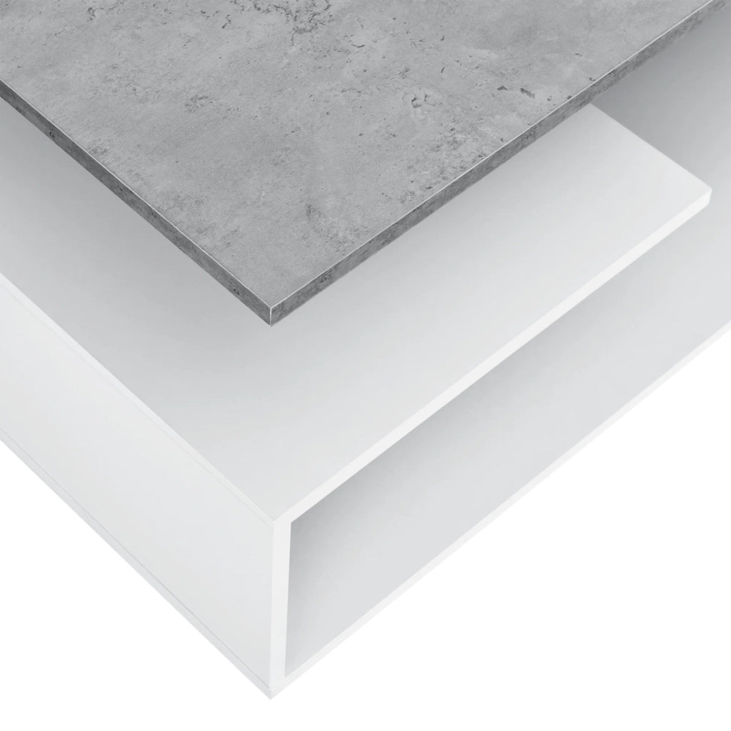 Tavolino da salotto con ripiano portaoggetti in MDF 90 cm finitura bianco e cemento 03_0004156