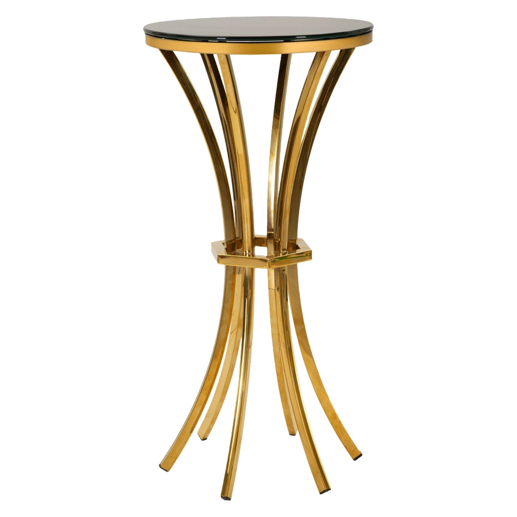 Datenoda, Tavolino da Salotto Forma Rotondo, 40x40x81h cm oro