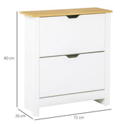 SCARPIERA MODERNA PER 12 PAIA MAX CON 2 CASSETTI REGOLABILI E RIMOVIBILI IN LEGNO 72X26X80 CM BIANCO