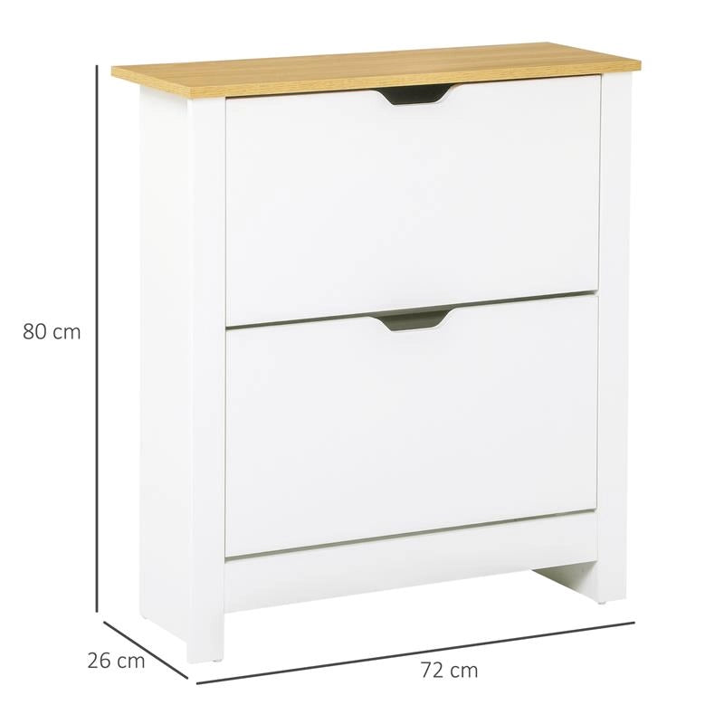 SCARPIERA MODERNA PER 12 PAIA MAX CON 2 CASSETTI REGOLABILI E RIMOVIBILI IN LEGNO 72X26X80 CM BIANCO
