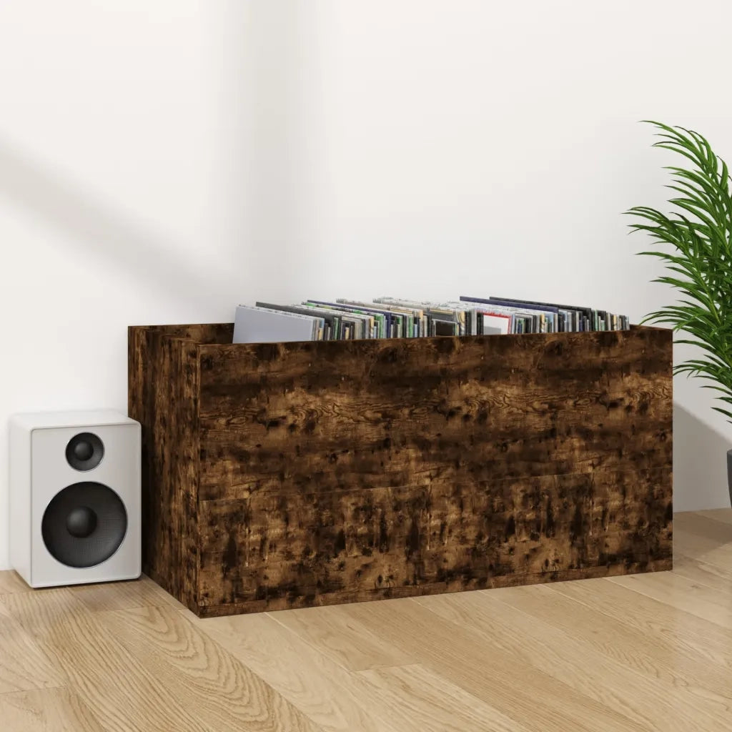 Contenitore per Vinili Rovere Fumo 71x34x36cm Legno Multistrato 815252