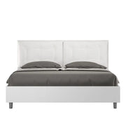 Letto matrimoniale con rete 160x190 bianco frassino cuscini similpelle bianco Egos Annalisa