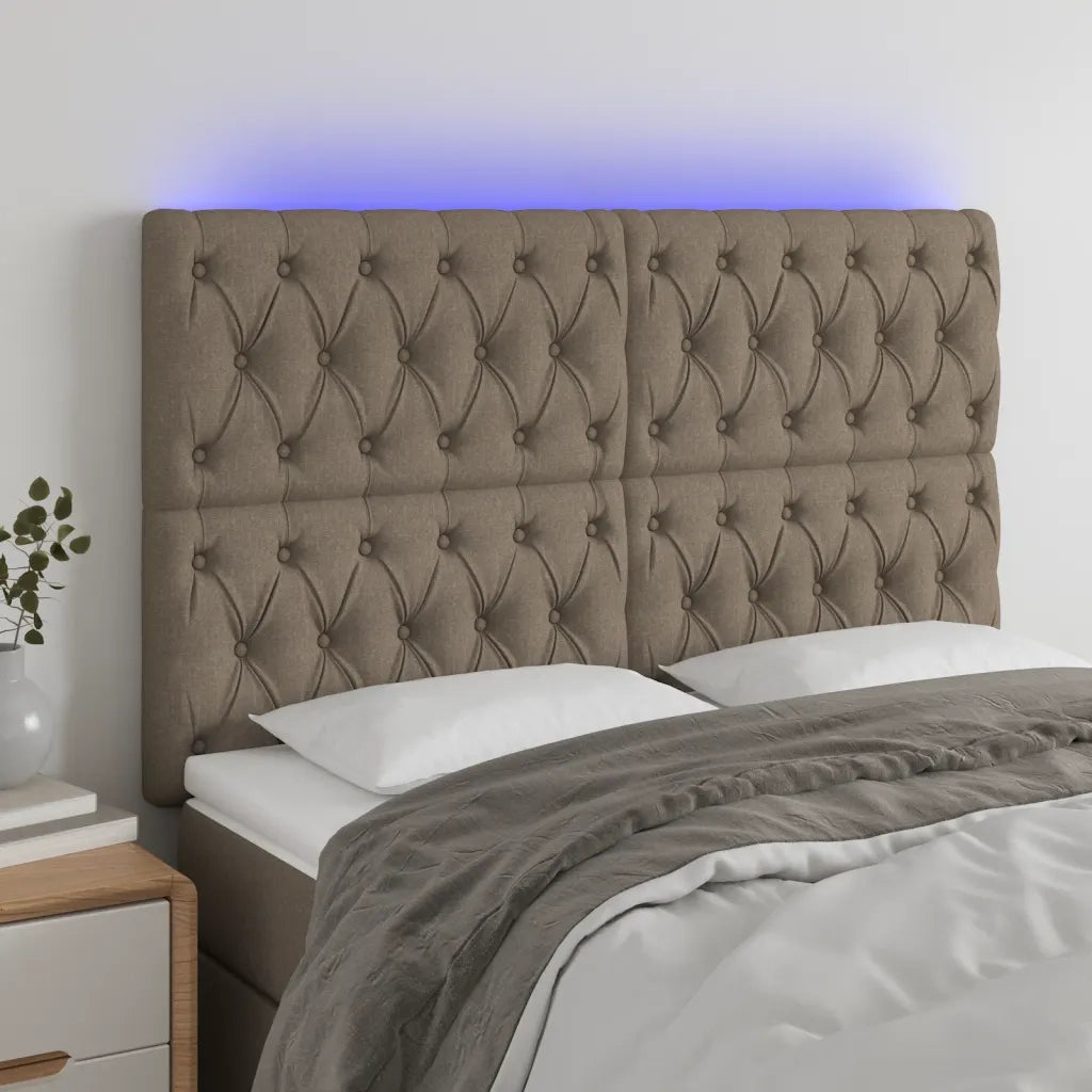 Testiera | Testata a LED Tortora 144x7x118/128 cm in Tessuto