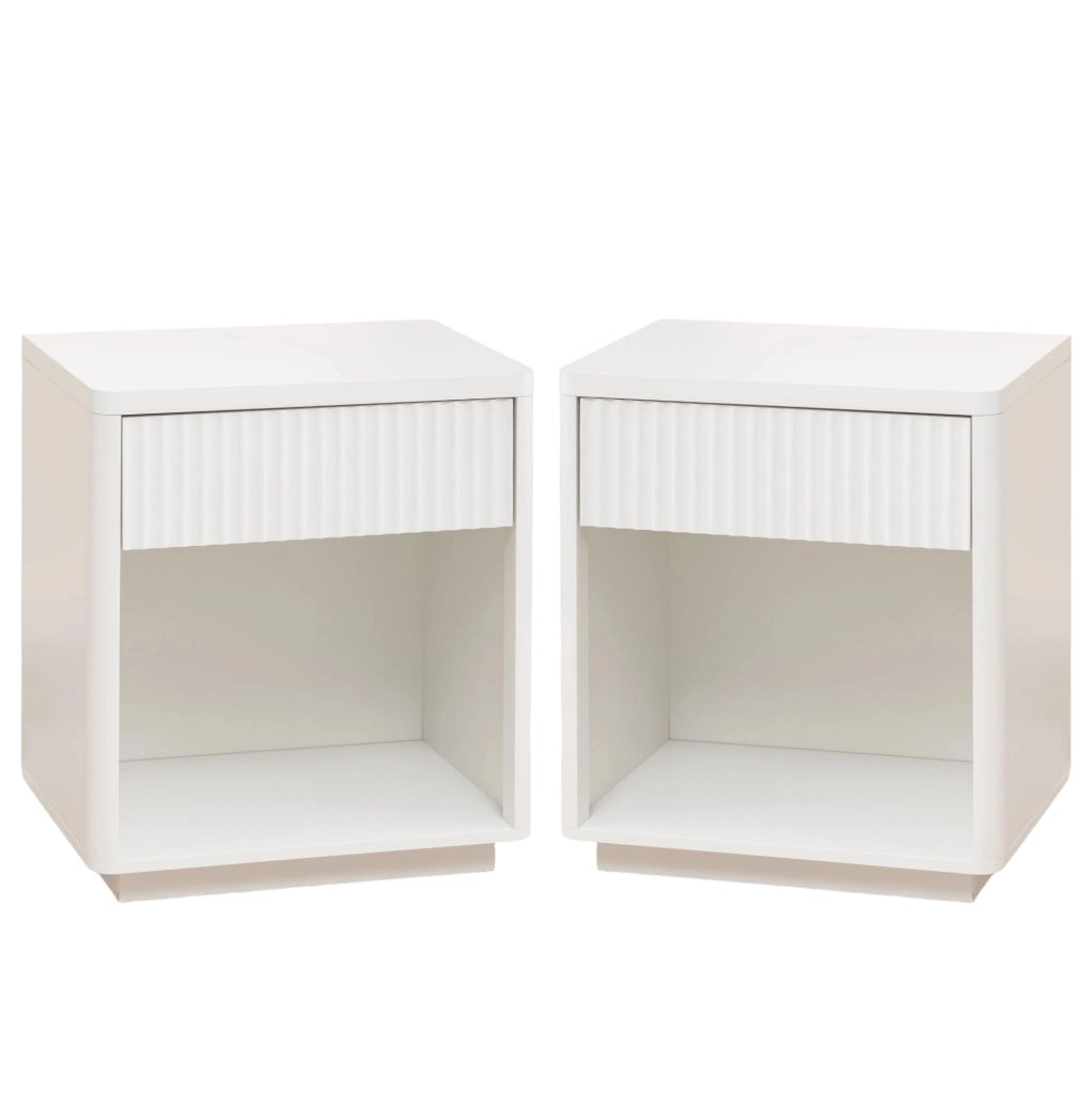 Kit di 2 comodini 55 x 40 x 63,5 cm bianchi, vano aperto, MDF