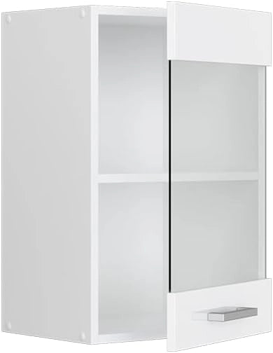Mobile da cucina in vetro R-Line, Bianco lucido, 40 cm, per la libera combinazione all'interno di sistemi cucina modulari