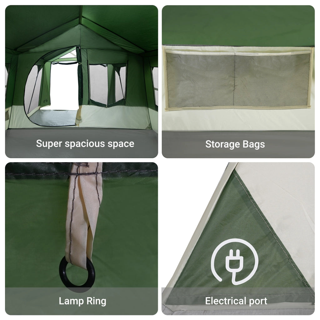 Tenda da Campeggio  con Finestre Verde per 10 Persone Impermeabile