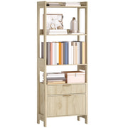 Libreria con cassetti e scaffali aperti ¨C zephmum ¨C legno naturale 60x30x160