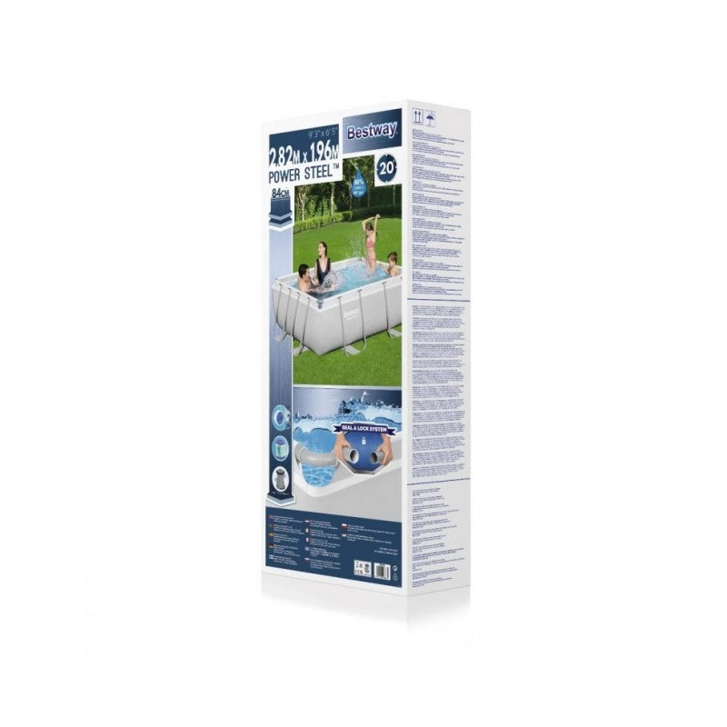 Piscina fuori terra rettangolare con telaio in acciaio e pompa filtro inclusa, dimensioni 282x196x84 cm capacità 3662 L - Bestway