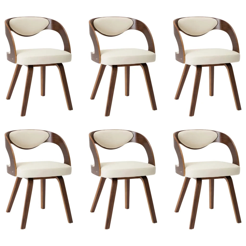 Sedie da Pranzo 6 pz Crema in Legno Piegato e Similpelle