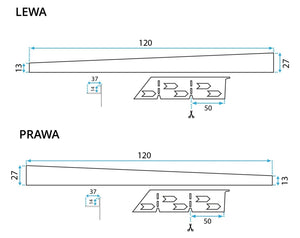 Profilo Doccia Pendenzato 120cm Gold sinistra