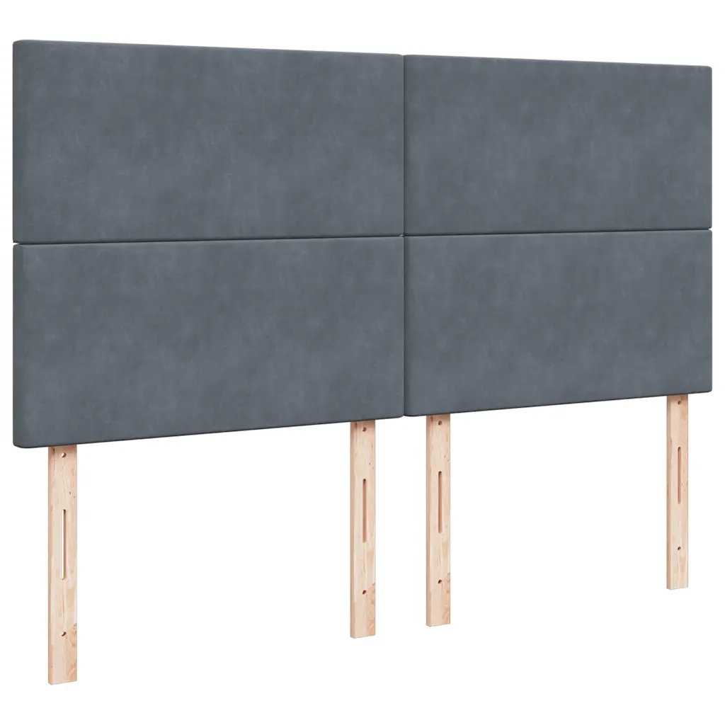 Giroletto a Molle con Materasso Grigio Scuro 200x200 cm Velluto