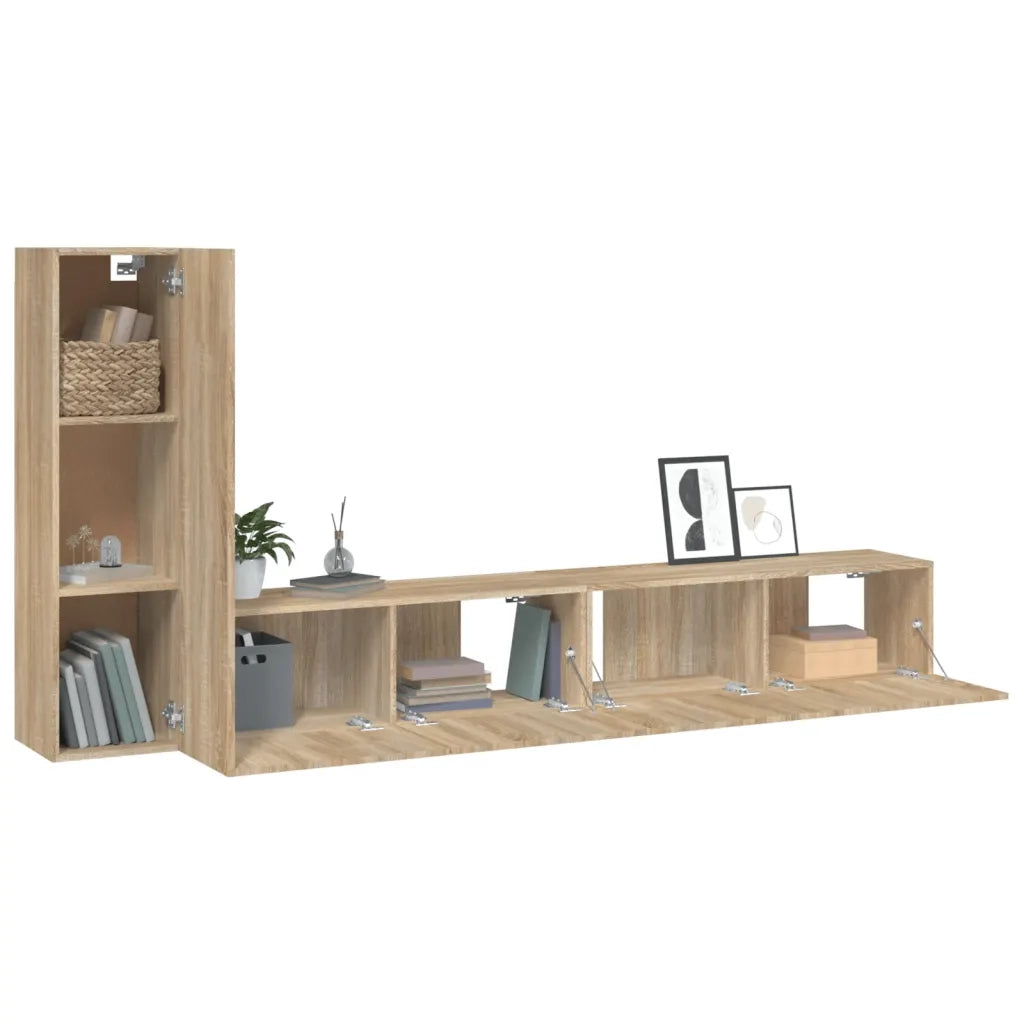 Set di Mobili Porta TV 3 pz Rovere Sonoma in Legno Multistrato 3114320