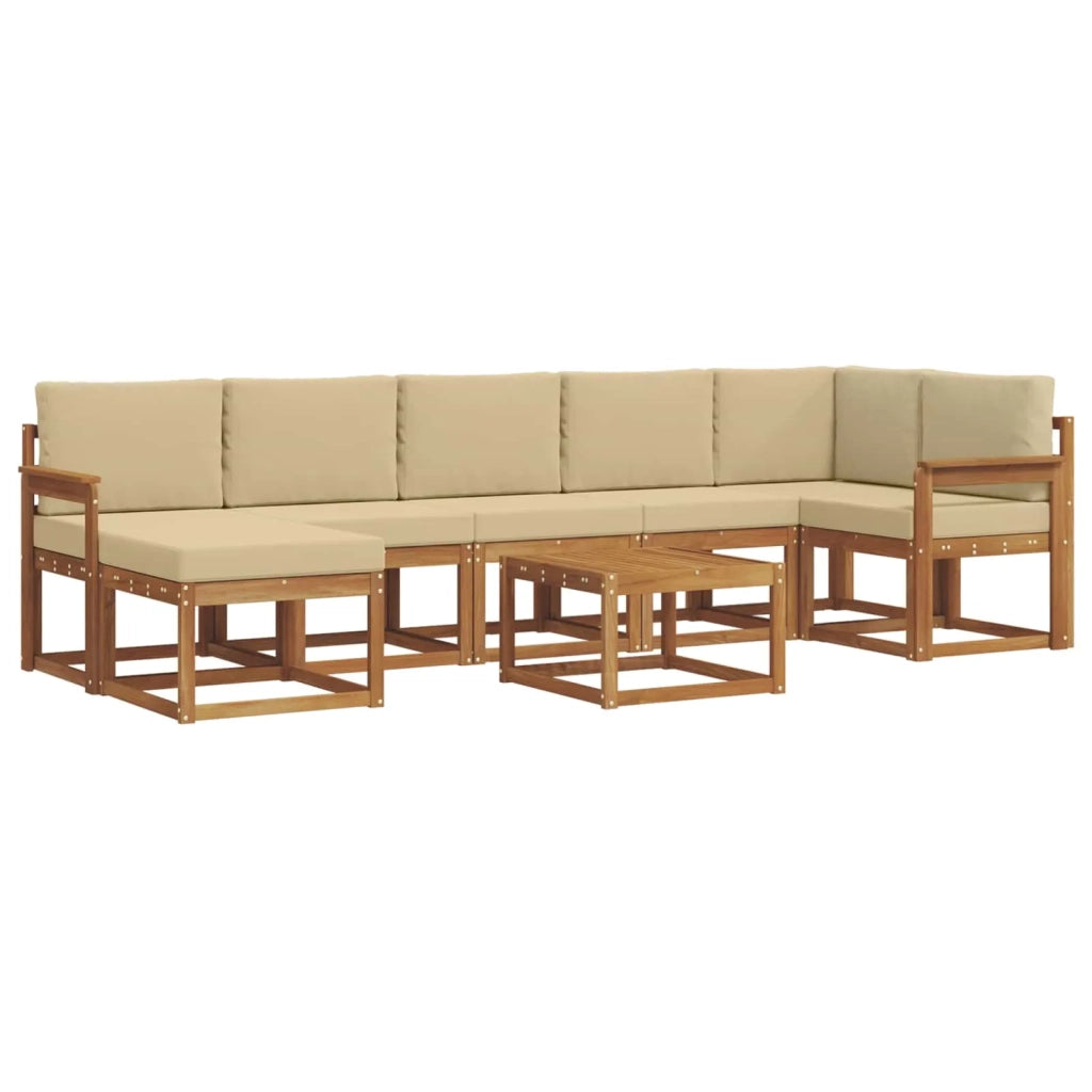 Set di divani da esterno con cuscino 8 pcs Naturale e Beige