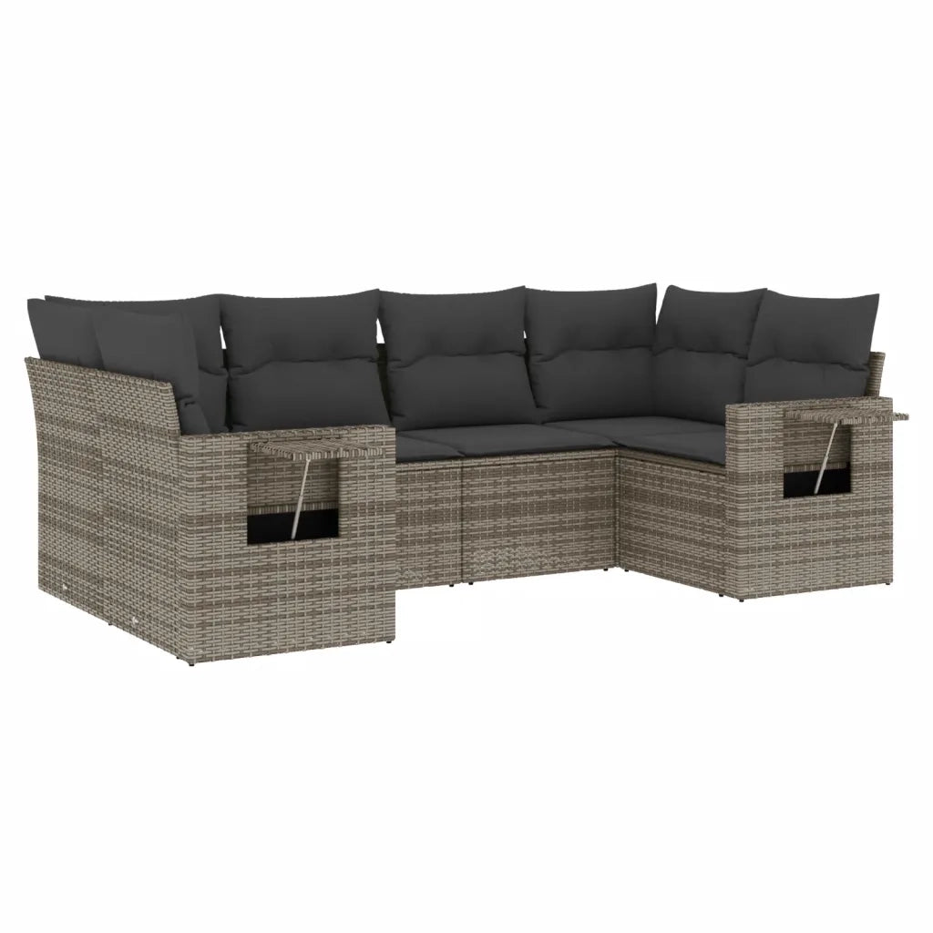 Set Divano da Giardino 6 pz con Cuscini Grigio in Polyrattan 3220579