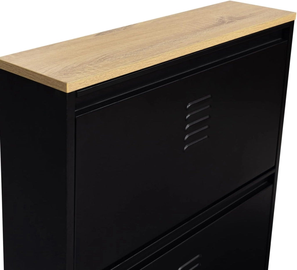 Scarpiera con 3 ante metallo nero design industriale ESTER