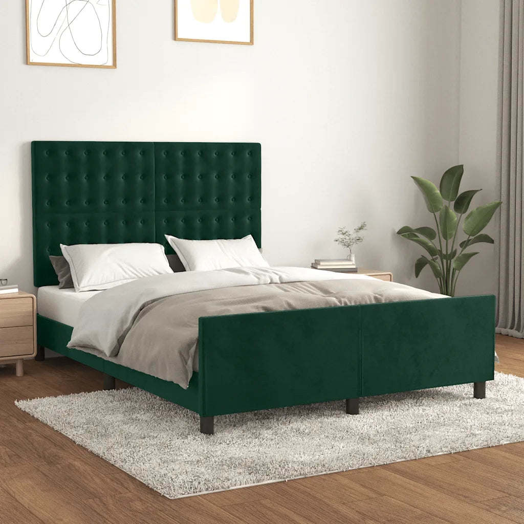 Giroletto senza Materasso Verde Scuro 140x190 cm in Velluto