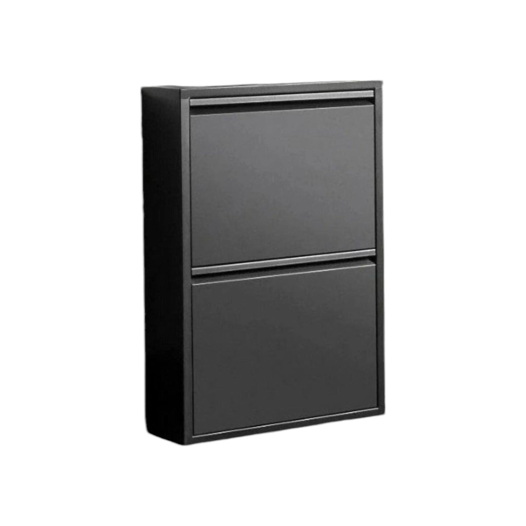Scarpiera Igina, Mobile portascarpe in metallo, Armadio da ingresso multiuso, Mobiletto per calzature, 50x15h71 cm, Nero