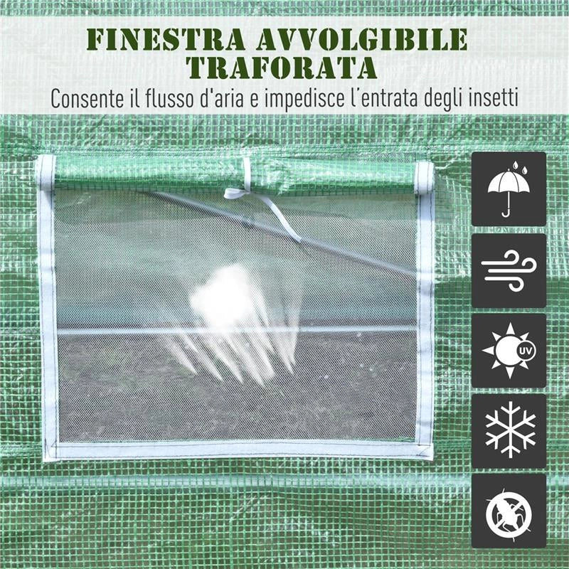 SERRA A TUNNEL PER PIANTE 6 X 3 X 2 M VERDE