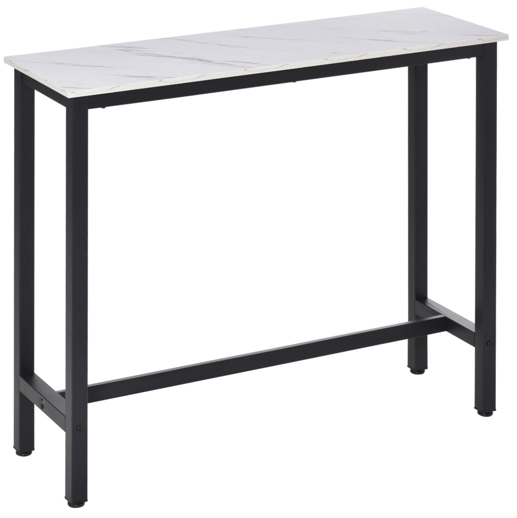Tavolo da bar effetto marmo 120x40x100 cm bianco