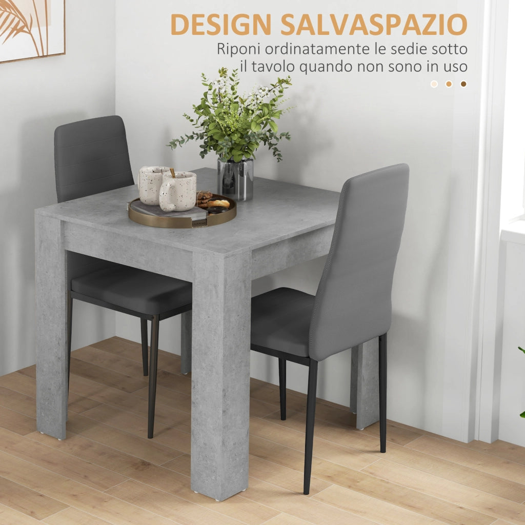 Tavolo da Pranzo con Sedie ¨C zephmum ¨C Grigio, Legno, 80x80x76 cm