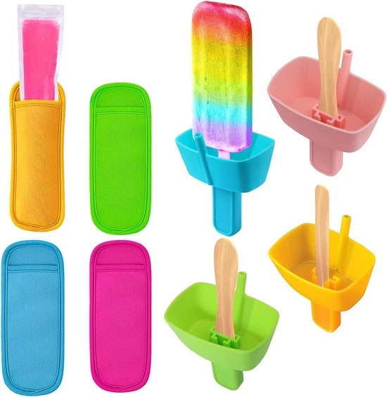 Set di contenitori per gelato per bambini - 8 pezzi con contenitore a goccia siliconico e manico.