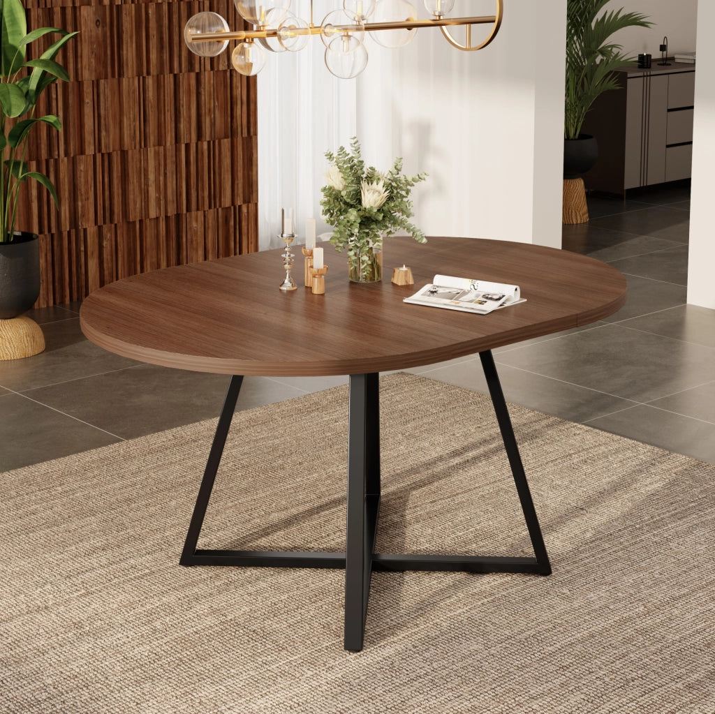 Tavolo da pranzo allungabile 100/140 x 100 cm; per 4-6 persone; colore noce; MDF