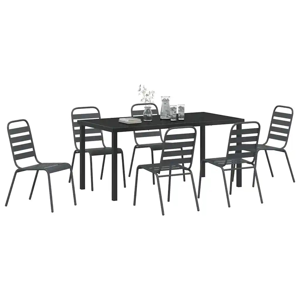 Set da Pranzo per Giardino 7 pcs Antracite