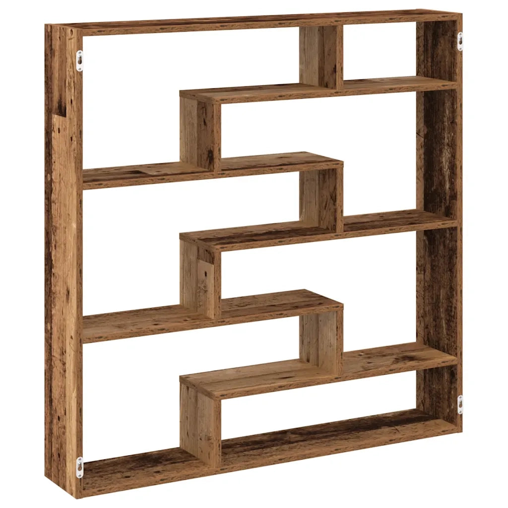 Mensola a Cubo da Parete 7 Scomparti in Truciolato Legno Antico 860029